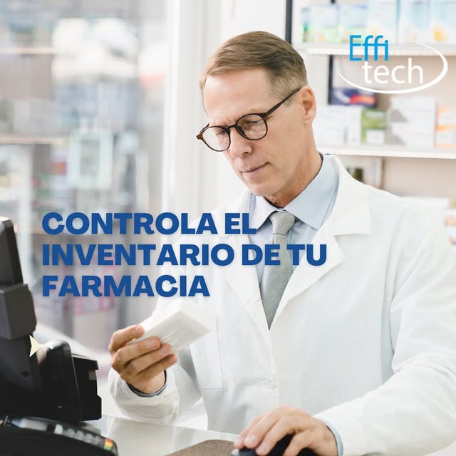 Farmacéutico controlando el inventario de su farmacia con Effi Monitor